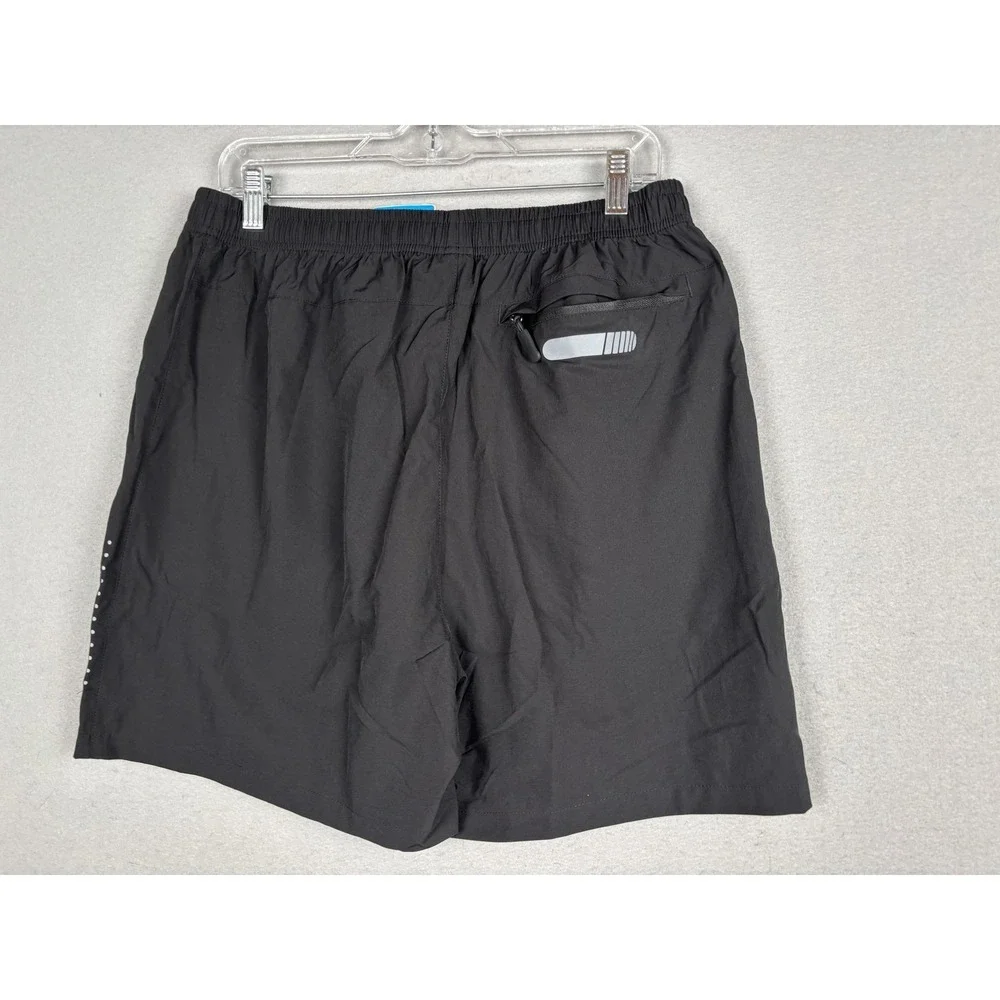 Northyard Shorts Mens Large Black Running Zip Pockets 8 Inseam Reflective Lined